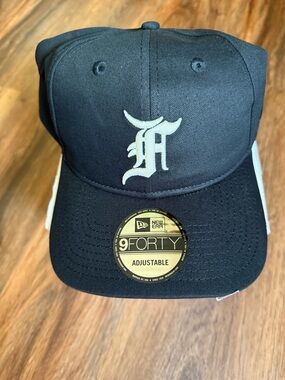 Fear of God Black Strapback Cap with Embossed Logo